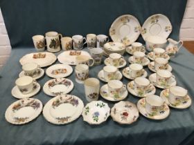 A late Victorian 12-piece floral Staffordshire teaset; and a collection of royal commemorative