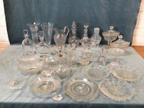 Miscellaneous antique cut glass including decanters & stoppers, bowls, vases, comports, some