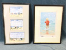 Jeremy Rugge-Price, a set of three summer beach scene prints with figures, signed in print,