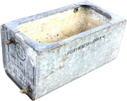 A 2ft rectangular galvanised tank with rounded body and flat rim. (24in)