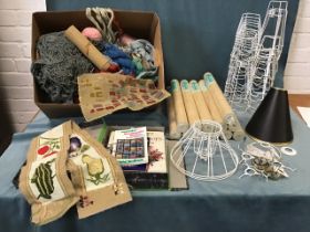 Miscellaneous haberdashery, decoration and craft materials, including a large quantity of knitting