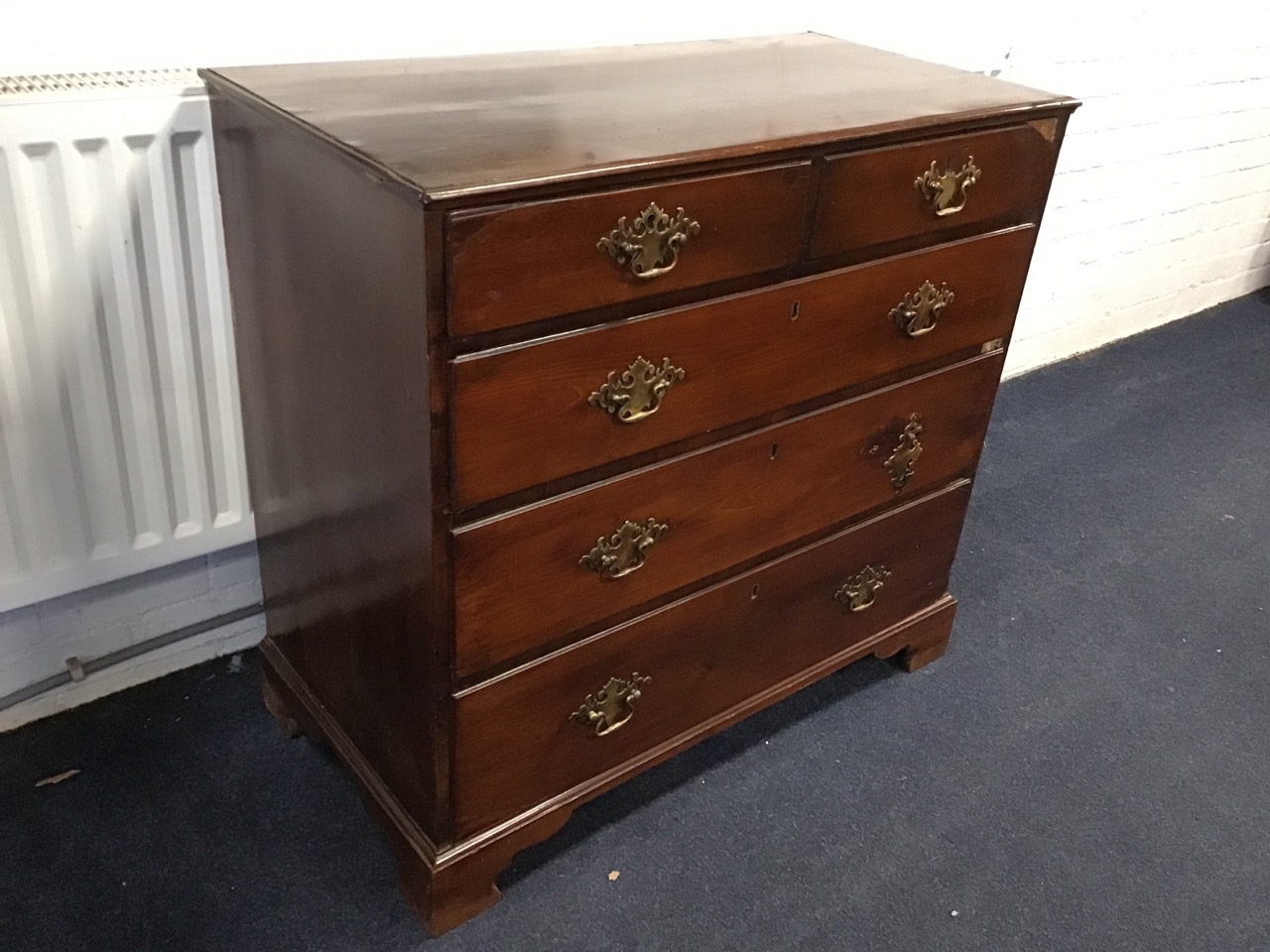 A nineteenth century mahogany chest of drawers, with two short and three long graduated drawers - Image 3 of 3