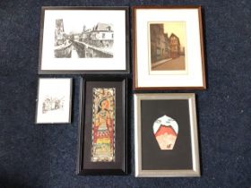 Leopoldo Robin, two etchings, Amiens Place des Huchers & a French townscape, clip framed; Marcel