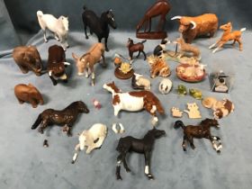 Twelve Beswick horses and cows for restoration; and miscellaneous other animal figurines - Border