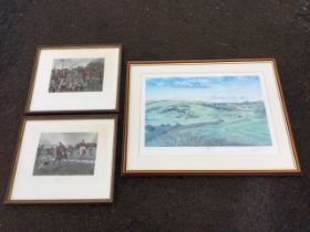 A pair of hunting prints after Thornely, signed in the print and titled Thinning the Field and
