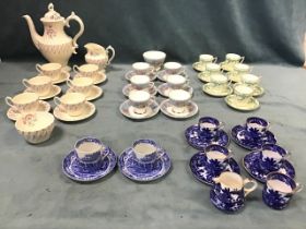 A Myott coffee service in the Miniature pattern; a Gladstone in the Glendevon pattern; a Mintons