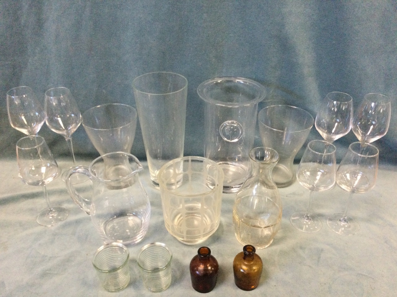 Miscellaneous glass - vases, a wine cooler, a water jug, sets of wine glasses, etc. (A lot)