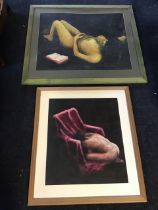 Bob Wilson, oil on card, titled the Red Book, reclining nude, signed, dated 1998 on the