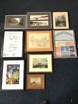 Miscellaneous North East prints, etchings and period photographs, Grainger Street, York Minster, the