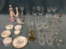 Miscellaneous ceramics & glass including sets & pairs of drinking glasses, Edinburgh Crystal,