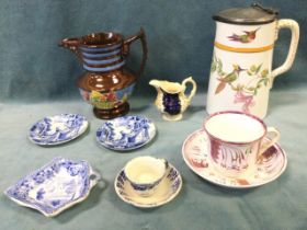 Miscellaneous 19th century ceramics - a pair of Brameld Rockingham miniature blue and white