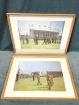 Ken Howard, a pair of limited edition prints, British military parades on the Maifeld, Berlin,