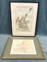 A nineteenth century handcoloured French map of Scotland after Rigobert Bonne, the verso label