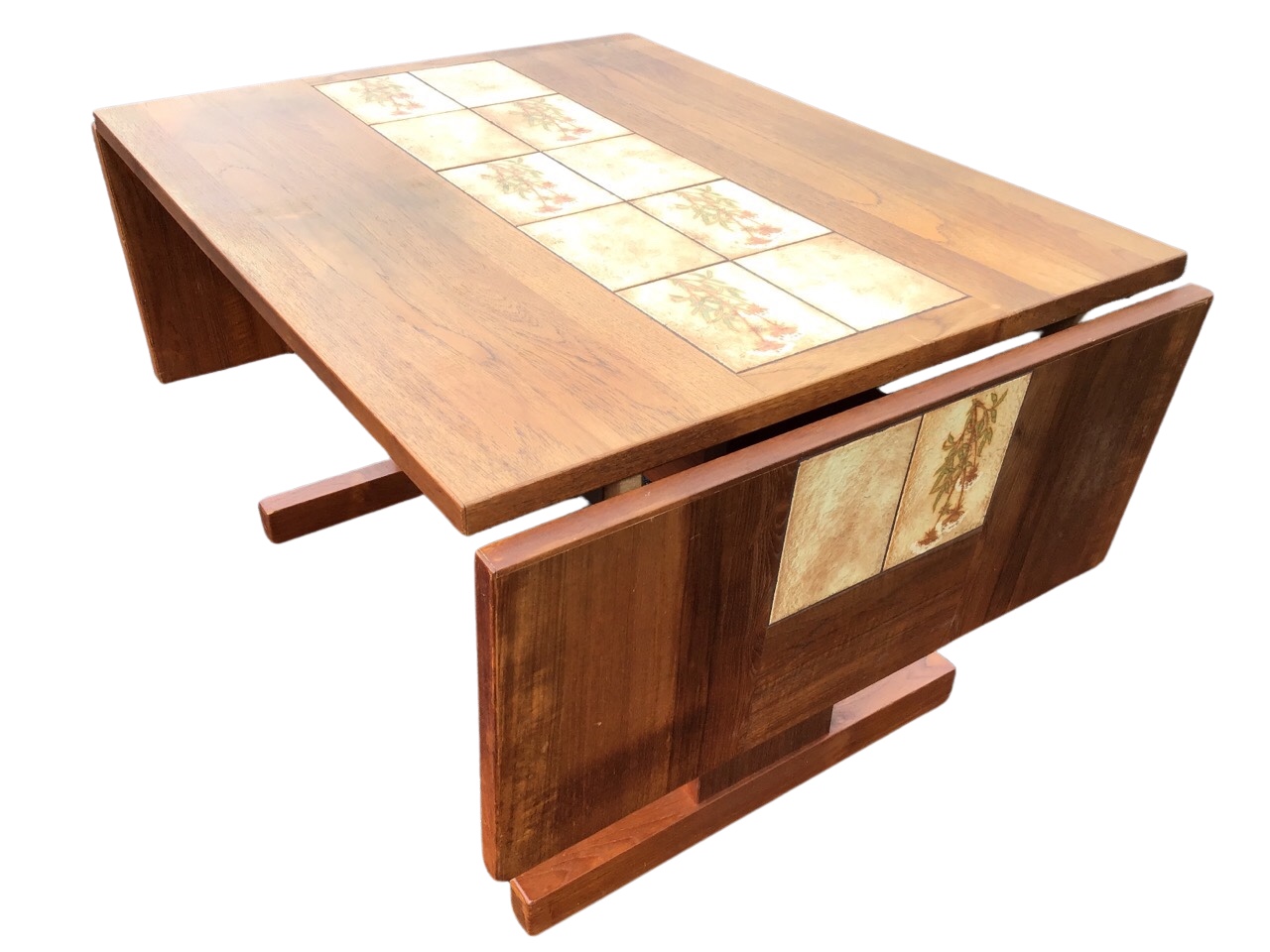 A Danish mid-century teak extending dining table, with two detachable leaves supported on lopers, - Image 2 of 3