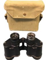 A cased pair of World War II Kershaw Mk3 binoculars, Zeiss pattern 1940s, bearing the broad-arrow