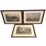 A set of three Victorian hunting prints after WH Hopkins published by Fores circa 1876, the coloured