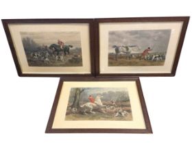 A set of three Victorian hunting prints after WH Hopkins published by Fores circa 1876, the coloured