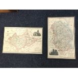 Two 1830s handcoloured maps of Leicestershire & Rutlandshire and Lincolnshire, with vignettes of the
