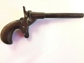 A Belgian starting pistol stamped Fritum, with tubular barrel on octagonal chamber having sprung