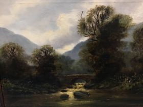 I Edgar?, nineteenth century oil on canvas, river landscape with stone bridge, signed