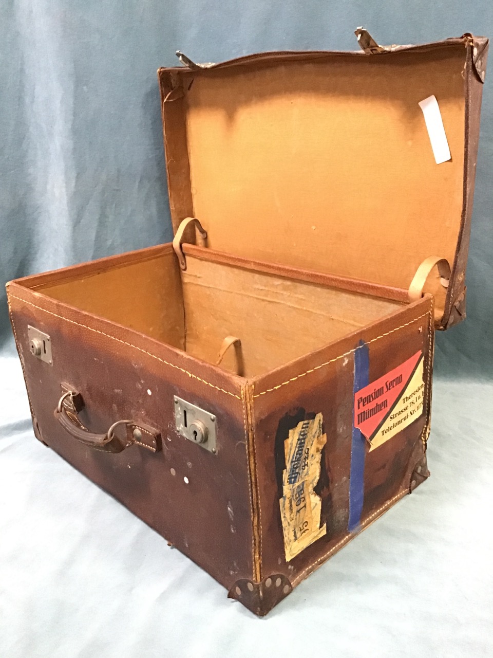 Three miscellaneous C20th leather suitcases. (3) - Image 2 of 3