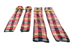 A pair of 8ft & a pair of 10ft lined and interlined pleated tartan style curtains by George Bond