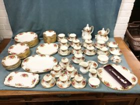 An extensive Royal Albert tea & coffee service decorated on the Old Country Roses pattern with