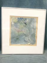 Annelise Kalbak, watercolour abstract study, signed, float mounted and framed. (10in x 10.5in)