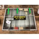 1950's Gillette razor blades glazed shop table top display cabinet, 32cm in length