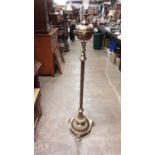 Victorian brass adjustable standard lamp converted to electricity