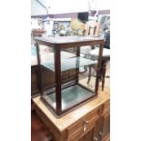 19th century mahogany table top display cabinet with two glass shelves 53.5 cm wide, 37 cm deep, 61.