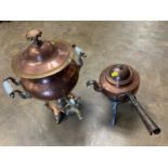 Victorian copper samovar and copper kettle