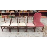 Set of four Regency mahogany dining chairs and a Queen Anne-style chair on cabriole legs