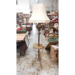 Victorian style brass standard lamp with green onyx lower tier