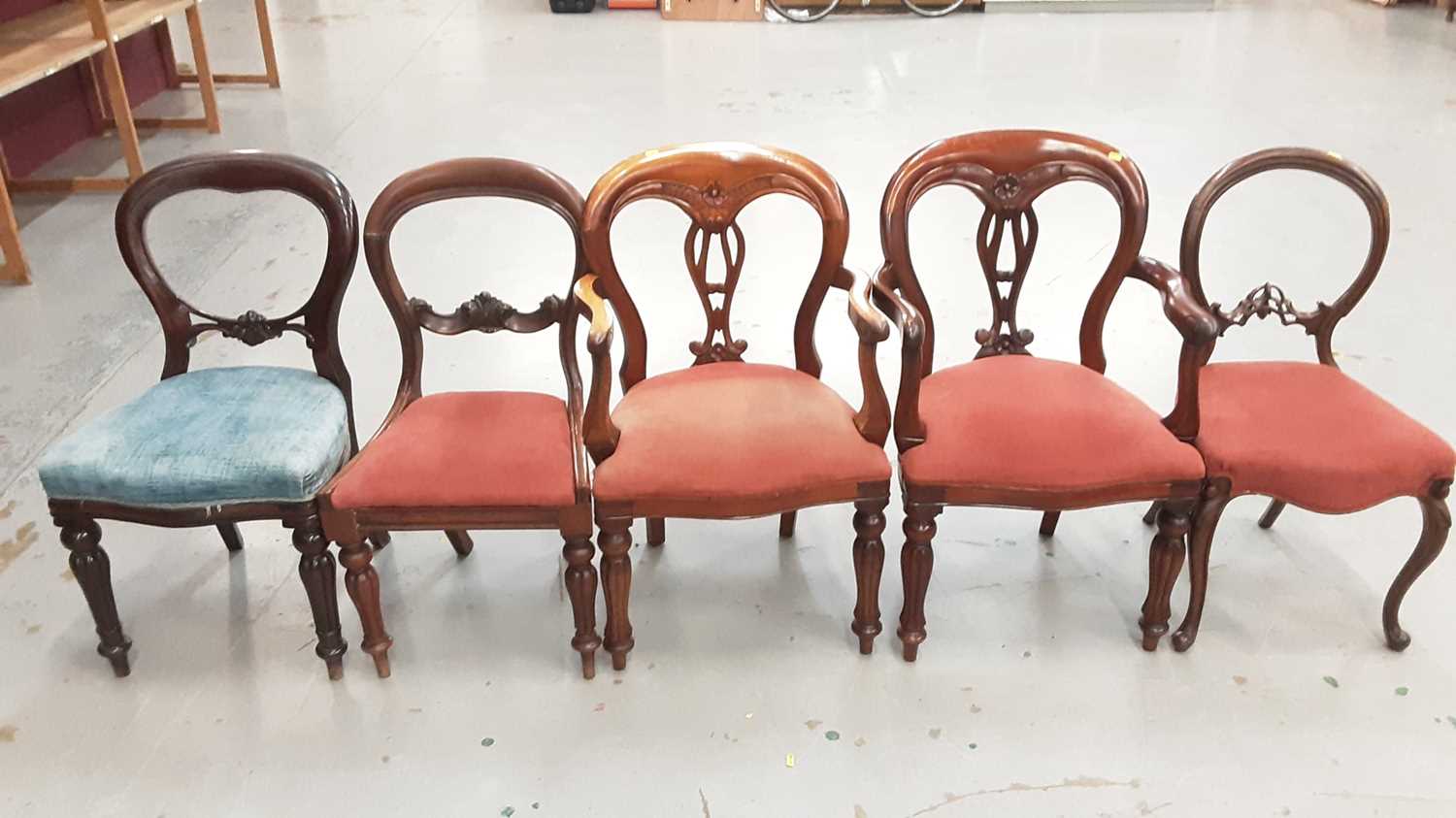 Collection of ten Victorian and later mahogany balloon back dining chairs - Image 2 of 2
