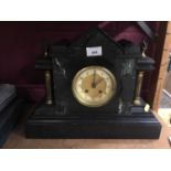 19th century black slate mantel clock and one other mantel clock (2)