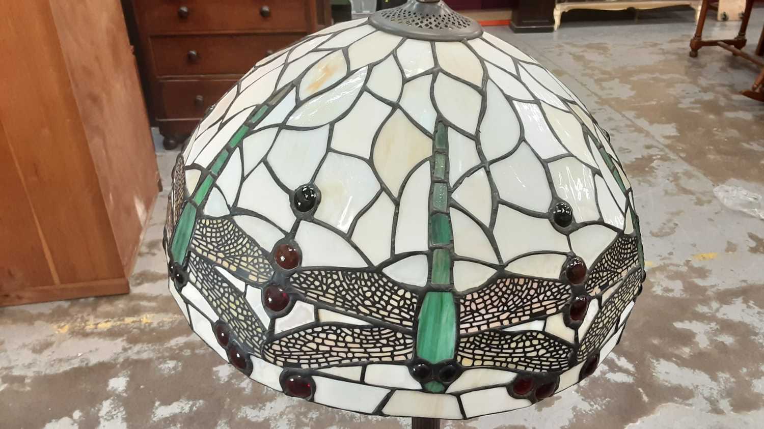 Tiffany style standard lamp with dragonfly shade, approximately 155cm high - Image 2 of 2