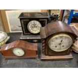 Good quality early 20th century slate mantel clock and two further mantel clocks