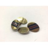 Pair of 9ct gold enamelled cufflinks