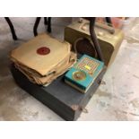 Decca record player with records, together with two vintage radios
