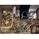 Group of costume jewellery including silver curb link bracelet with padlock clasp, other silver jewe