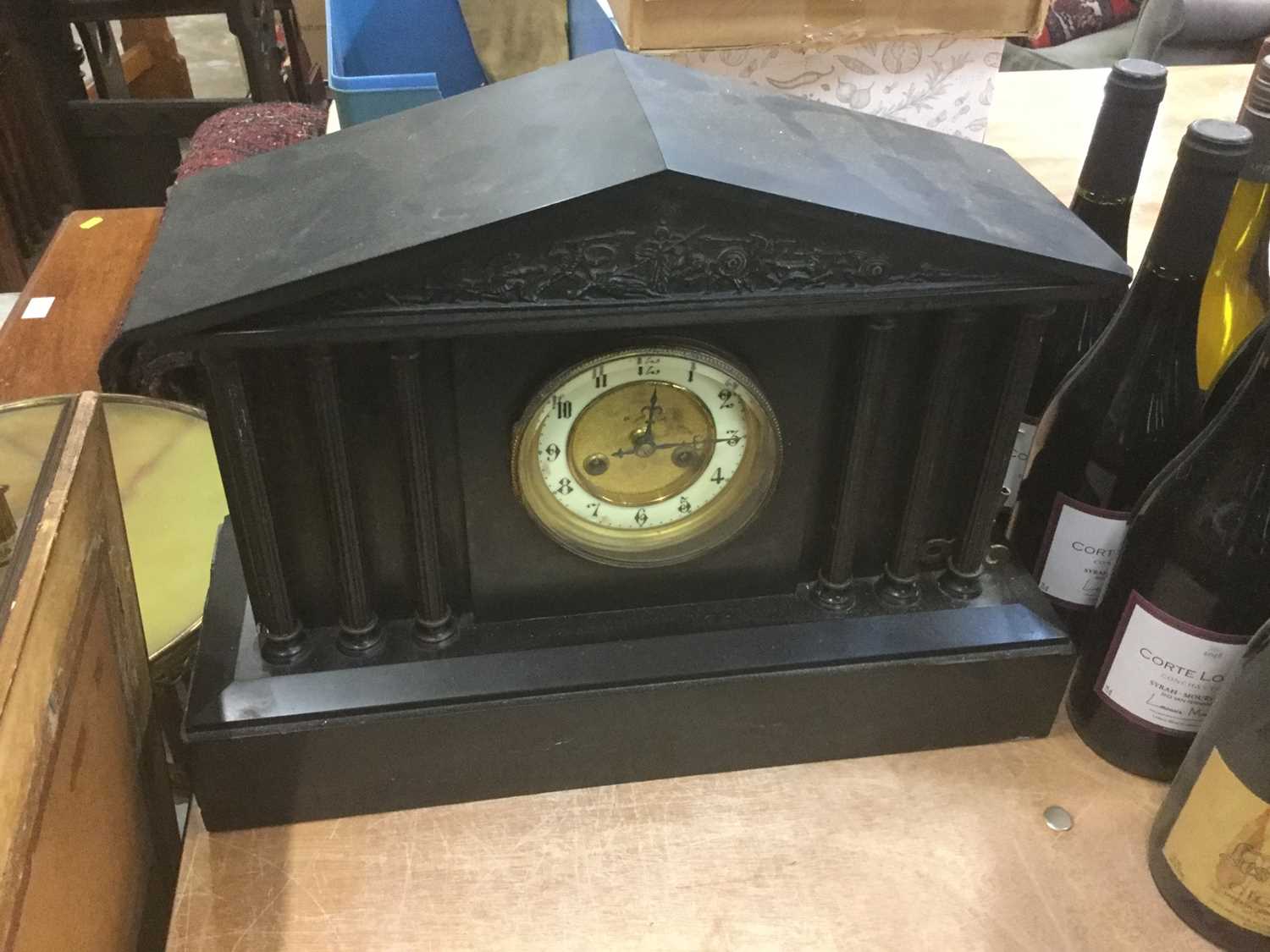 Black slate mantel clock