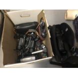 Binoculars including Super Zenith 10x50, Carl Zeiss Jena 8x30w, various cameras, video recorders and