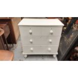 Victorian painted pine chest of two short and two long drawers, 86.5cm wide, 46cm deep, 91cm high