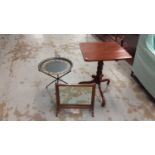 Nineteenth century tilt top wine table, together with an inlaid dressing table mirror corner cupboar