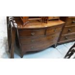 19th century mahogany bowfronted chest of two short and two long drawers on splayed bracket feet