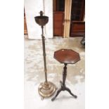 Chippendale style mahogany kettle stand and a brass standard lamp