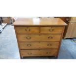 Edwardian satin walnut chest of two short and three long graduated drawers, 107cm wide, 48cm deep, 1