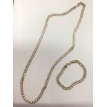 9ct gold flat curb link chain and bracelet