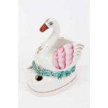 A 19th century Staffordshire pottery swan form inkwell